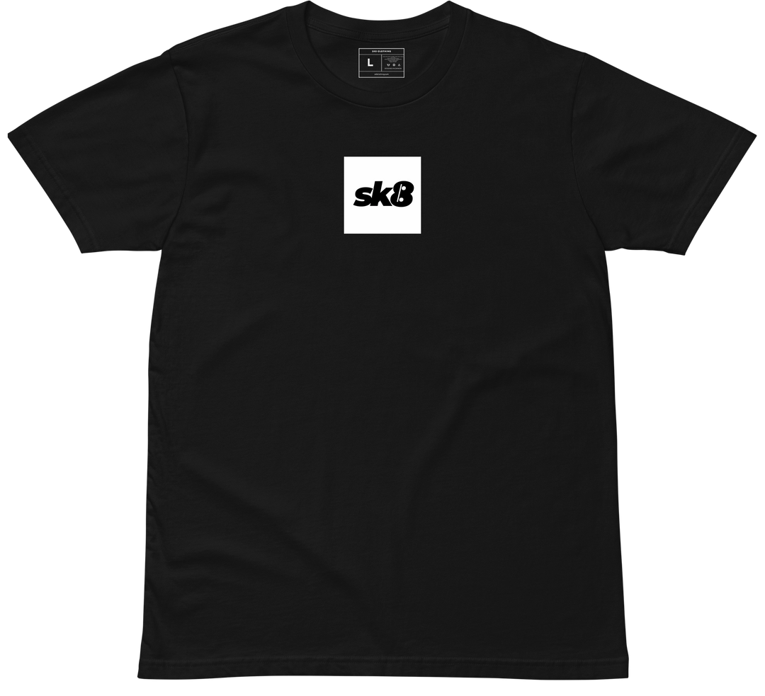 Black SK8 Box Logo T-Shirt with centred white square logo