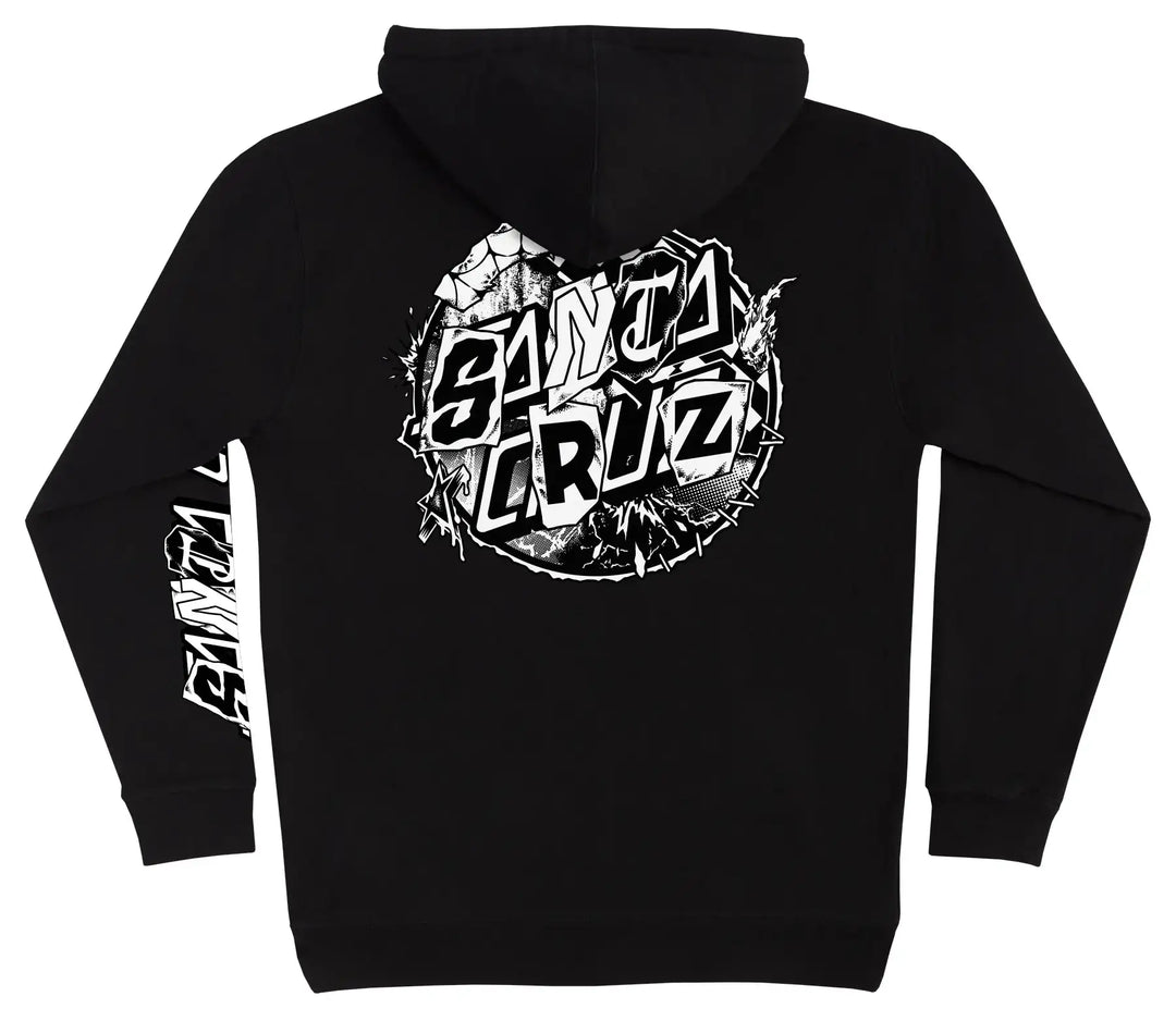 Santa Cruz Pay Off Dot Hoodie Black with front, back and sleeve graphics