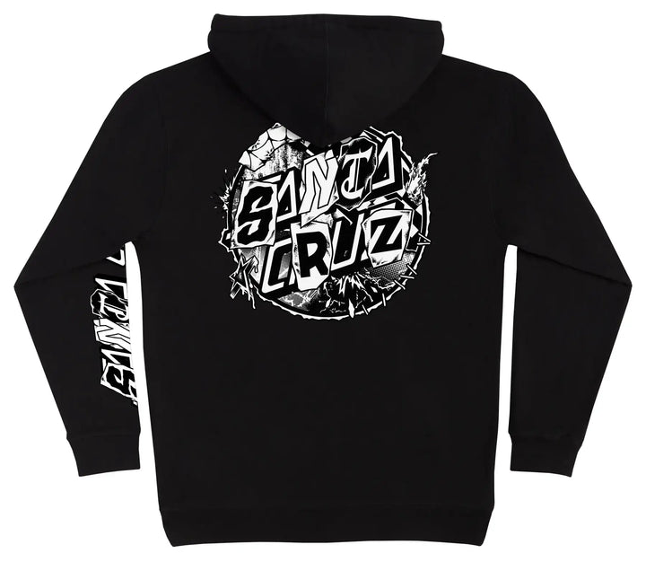 Santa Cruz Pay Off Dot Hoodie Black with front, back and sleeve graphics