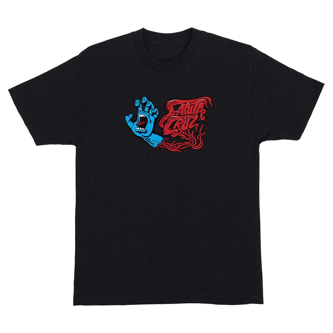 Santa Cruz Screaming Veins tee in black featuring the iconic Screaming Hand graphic with vein-style artwork