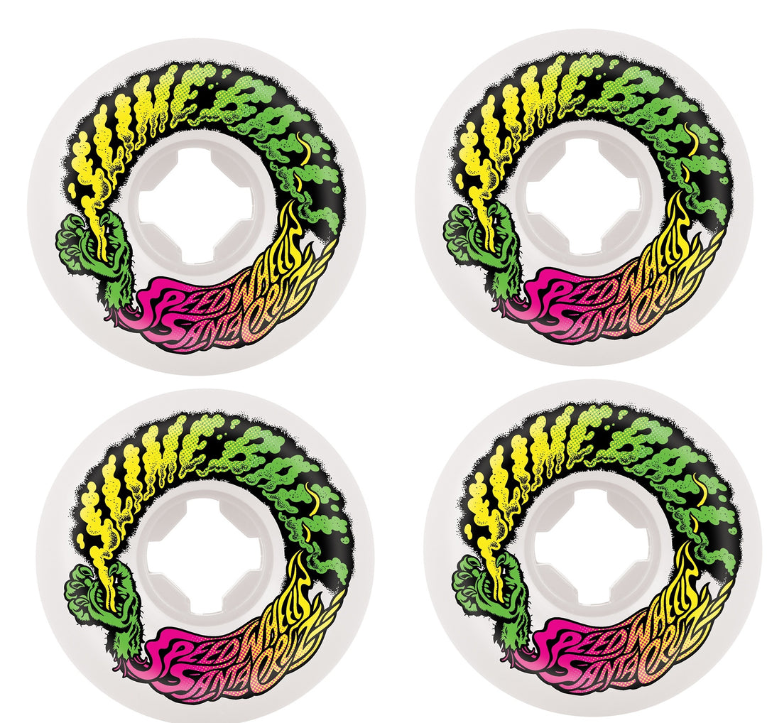 Slime Balls Vomit 97A skateboard wheels with wide asymmetrical shape and classic Jim Phillips artwork