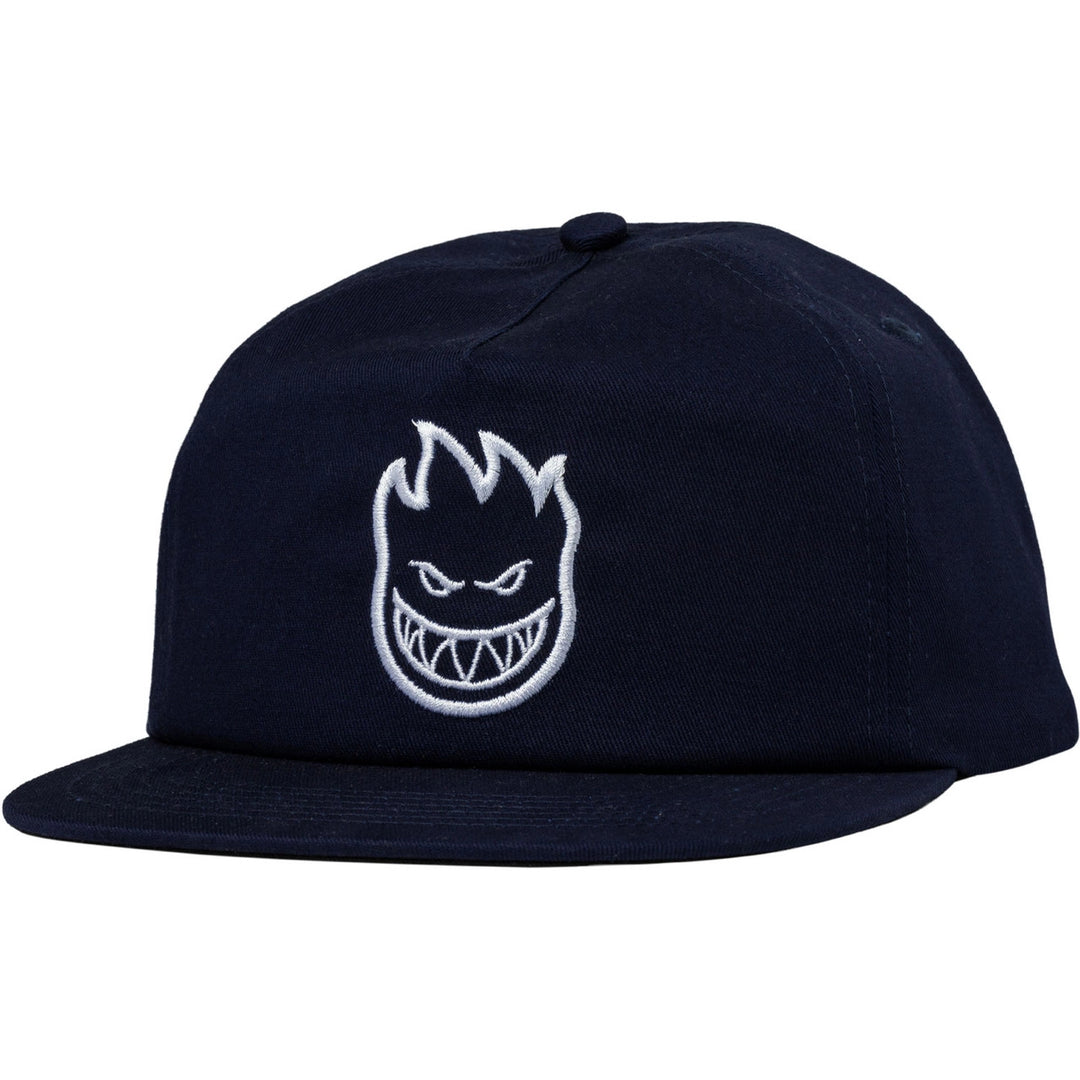 Spitfire Bighead Snapback Hat in navy with white embroidered Bighead logo and adjustable snapback closure.