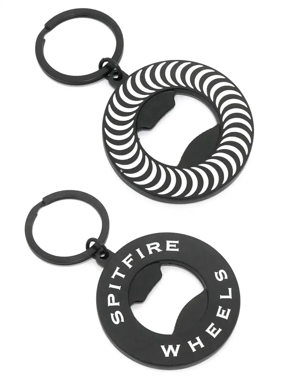 Spitfire bottle opener keychain black white with wheel graphic