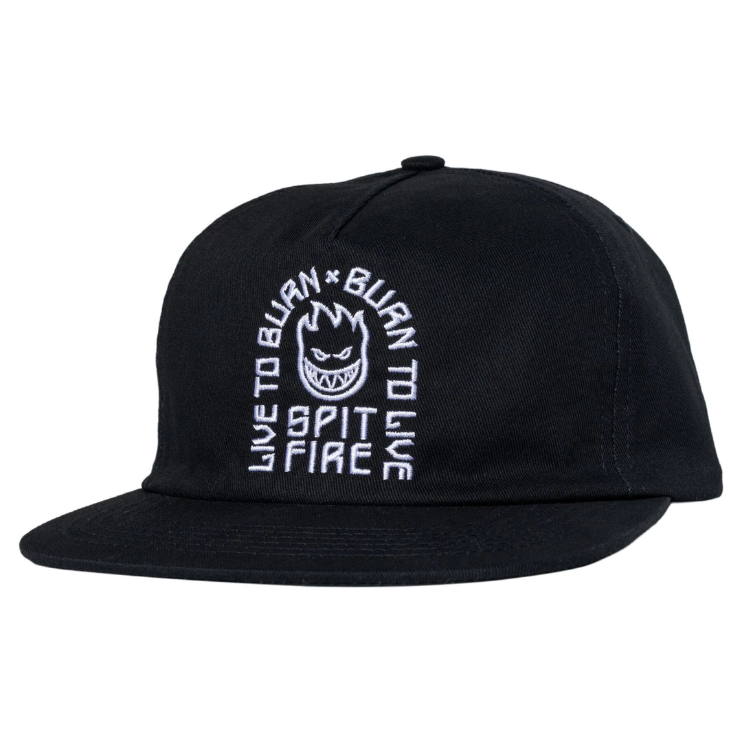 Spitfire LTB Arch Snapback Hat Black with white embroidered Bighead logo