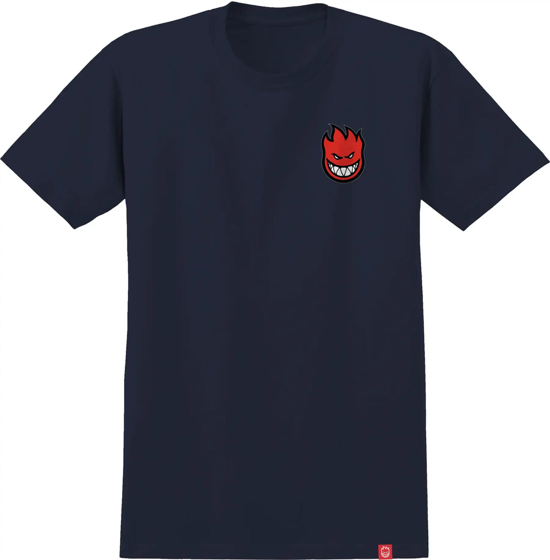 Spitfire Lil Bighead tee navy with small red flame logo on chest