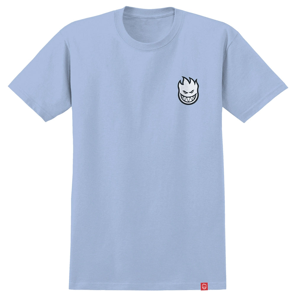 Spitfire Lil Bighead Fill Tee in powder blue featuring small flame logo on chest and soft cotton skate fit.