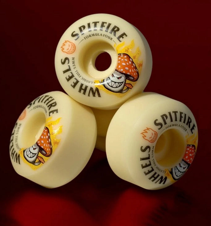Spitfire Shroom Bighead skateboard wheels in Classic Full shape with wider riding surface and rounded sidewalls for speed and slide