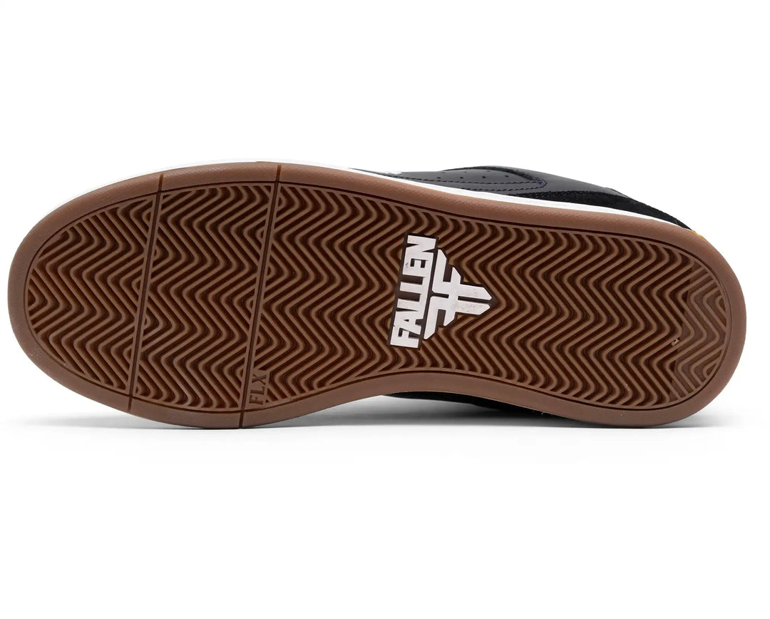 Sole of a shoe with 'Fallen' logo on a white background