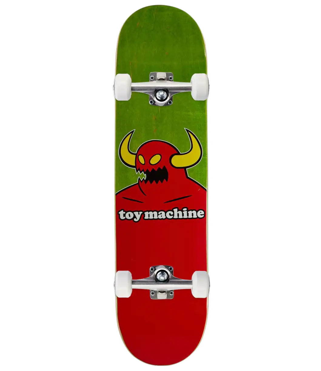 Toy Machine Monster 8.0 complete skateboard with classic red monster graphic and assembled trucks