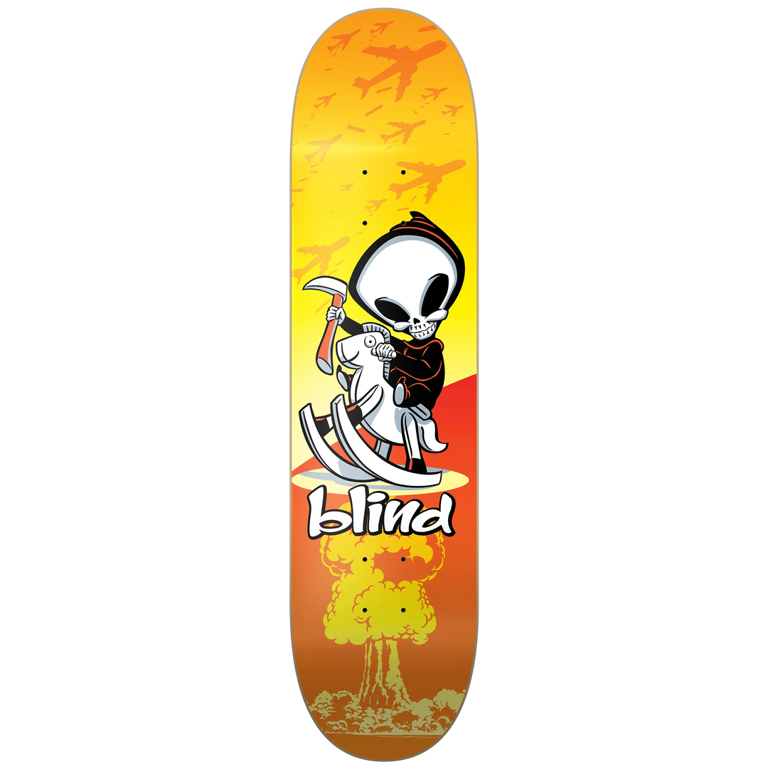 Blind Crazy Horse 8.25 skateboard deck featuring the Reaper riding a rocking horse with an axe.