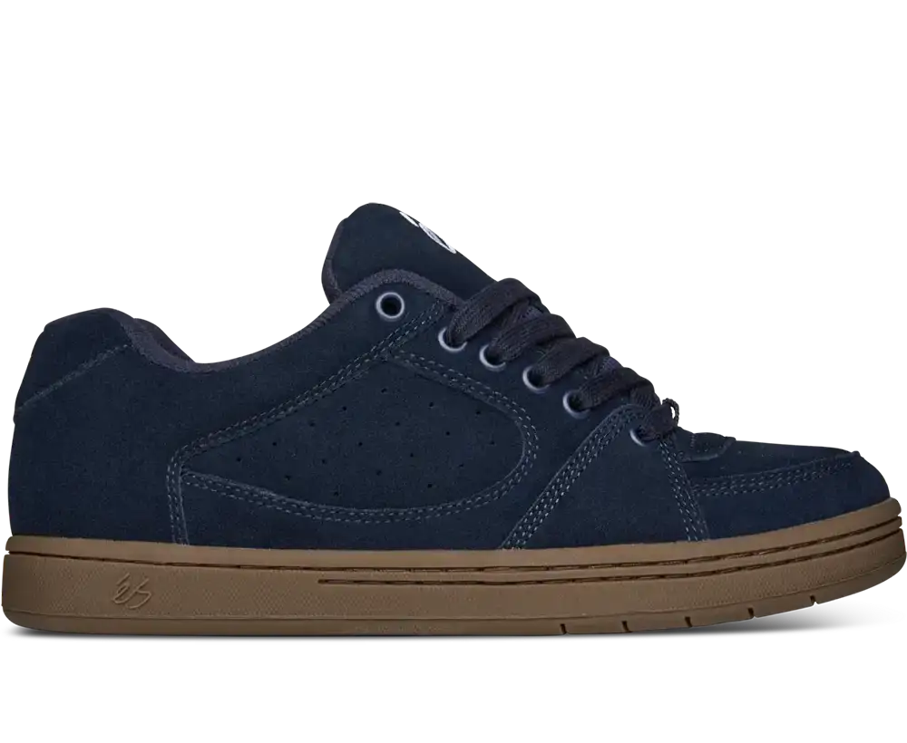 éS Accel skate shoes in Brown Gum suede with classic 1995 cupsole design.