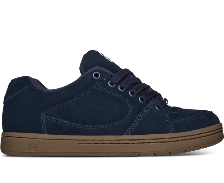 éS Accel skate shoes in Brown Gum suede with classic 1995 cupsole design.