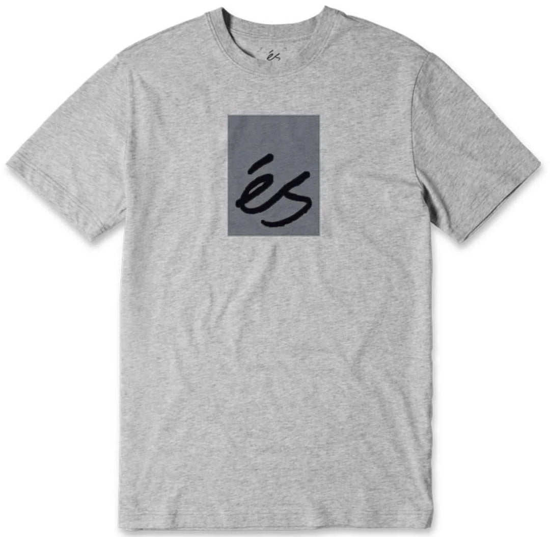 Light grey éS Main Block Tee with black chest logo print.