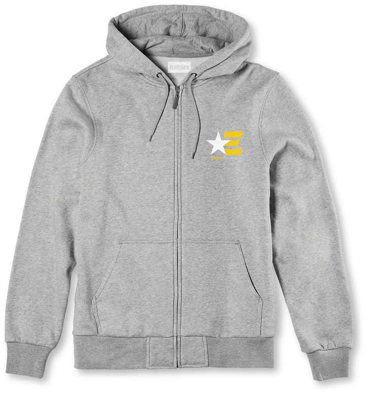 étnies America Zip Hoodie grey – classic skate zip-up with star logo and heavyweight fleece comfort.