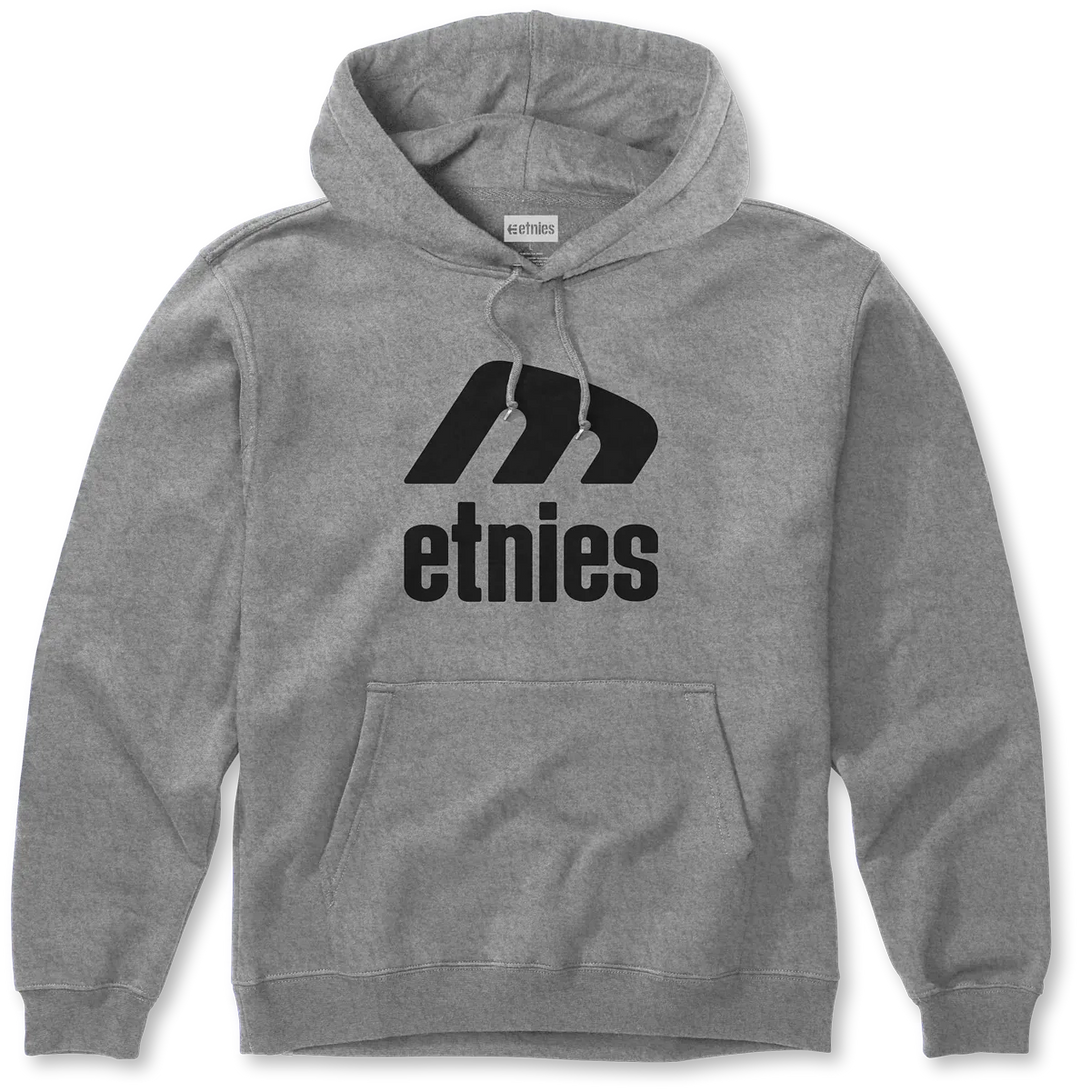 étnies Icon E Hoodie grey – heavyweight 10 oz. fleece skate hoodie with classic étnies logo print.