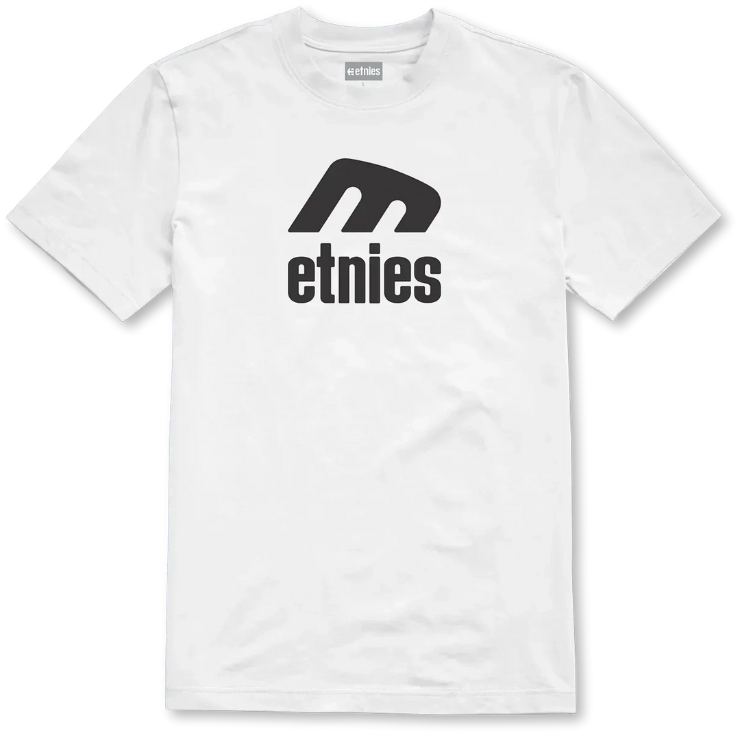 étnies Icon E Tee white – classic skate t-shirt with black logo print and soft ring-spun cotton fit.