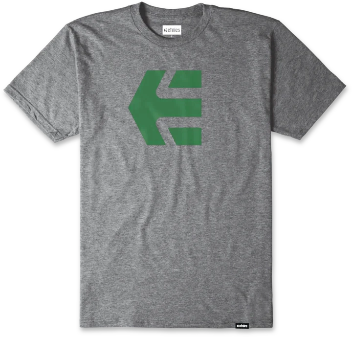 etnies Icon Tee in grey green with bold front logo and clean skate style, built from soft cotton for comfort and movement.