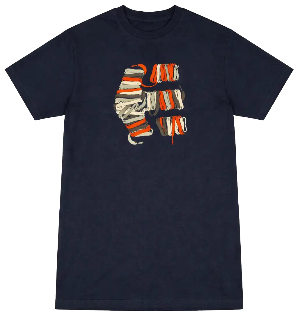 Etnies Laces Tee Navy featuring a lace-inspired graphic on a men’s short sleeve skate t-shirt.