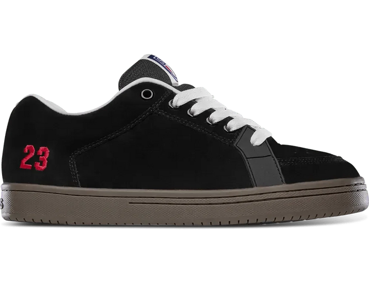 etnies Sal 23 skate shoes in black white and red with classic 90s Sal Barbier design