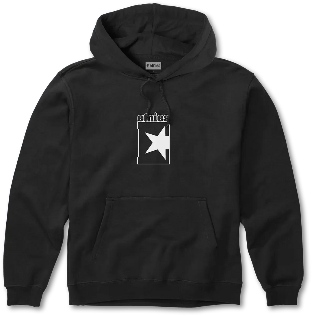 étnies Star Hoodie black – heavyweight fleece skate hoodie with classic star logo print.