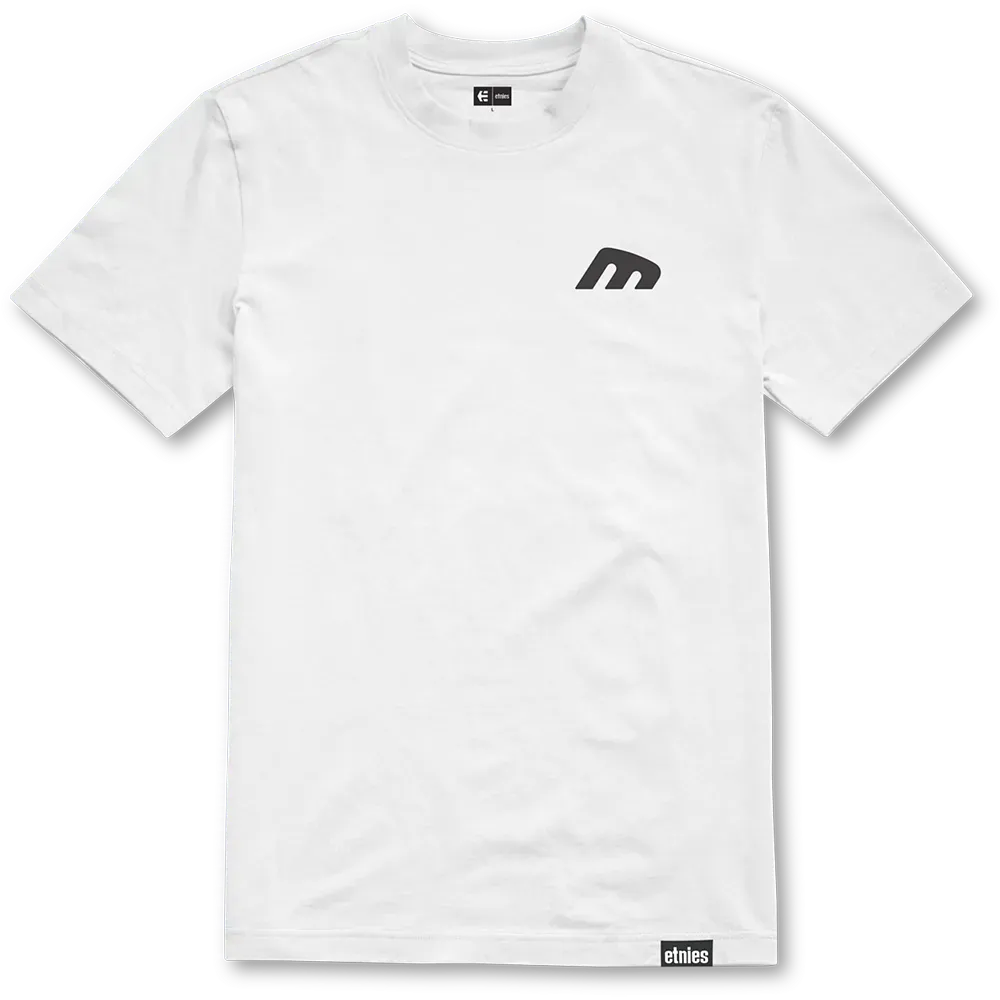 etnies Team Embroidered Tee in White with black embroidered logo on the chest.
