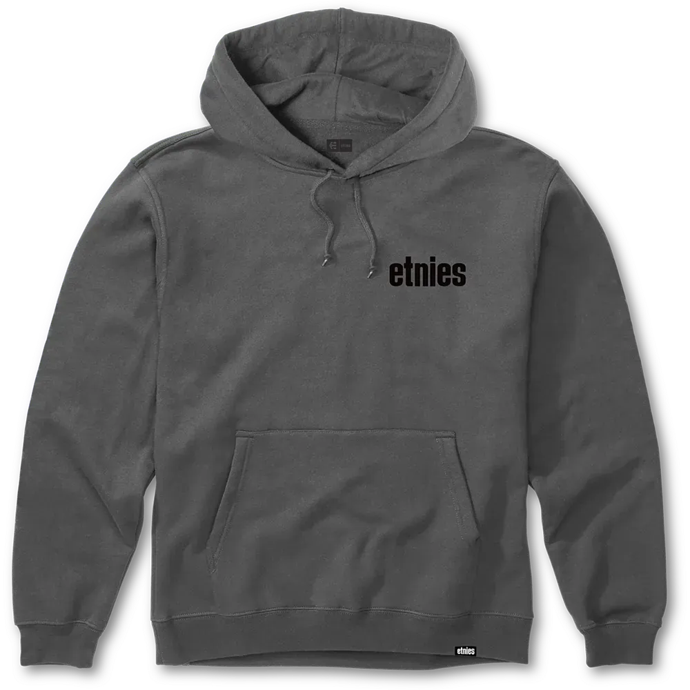 etnies Wordmark Hoodie in Dark Grey with black chest logo.