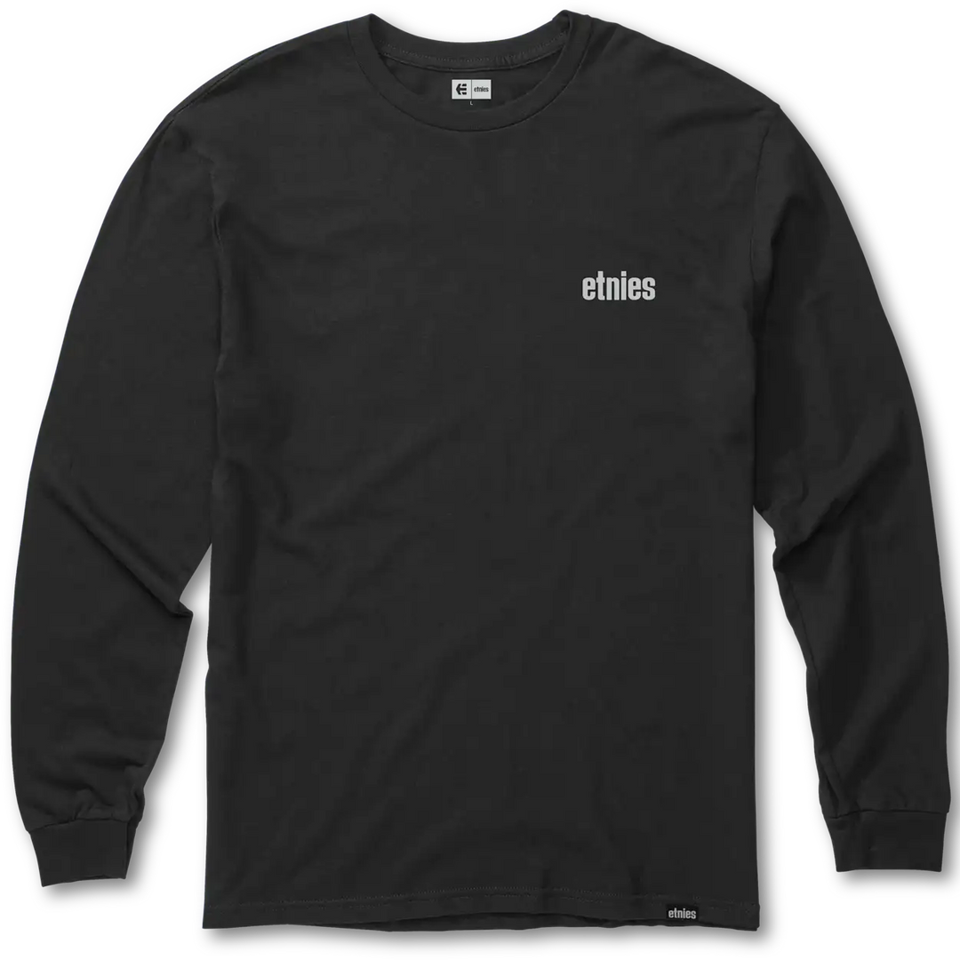 etnies Wordmark LS Tee in Black with white chest logo.