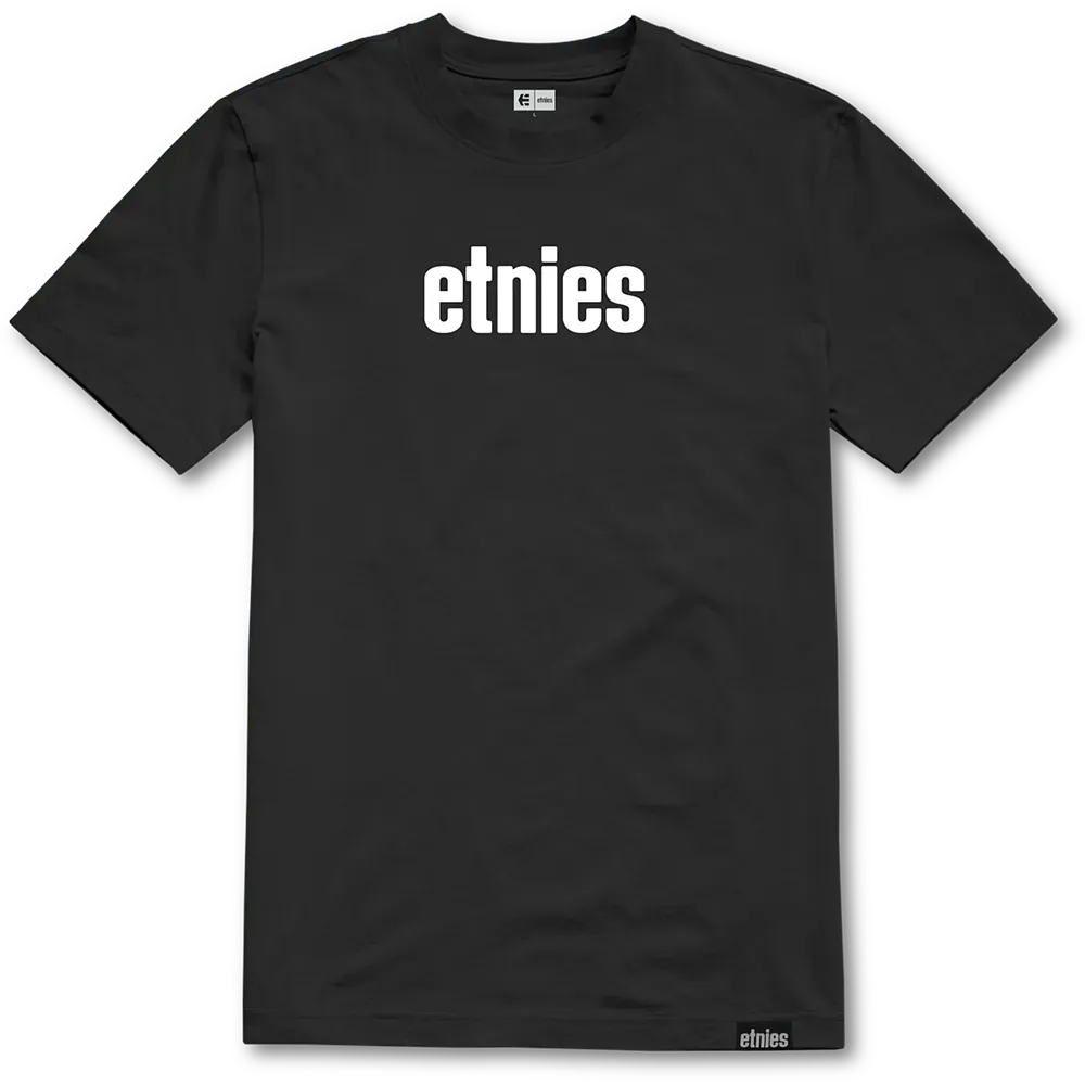 etnies Wordmark Tee in Black with white logo graphic on the chest.