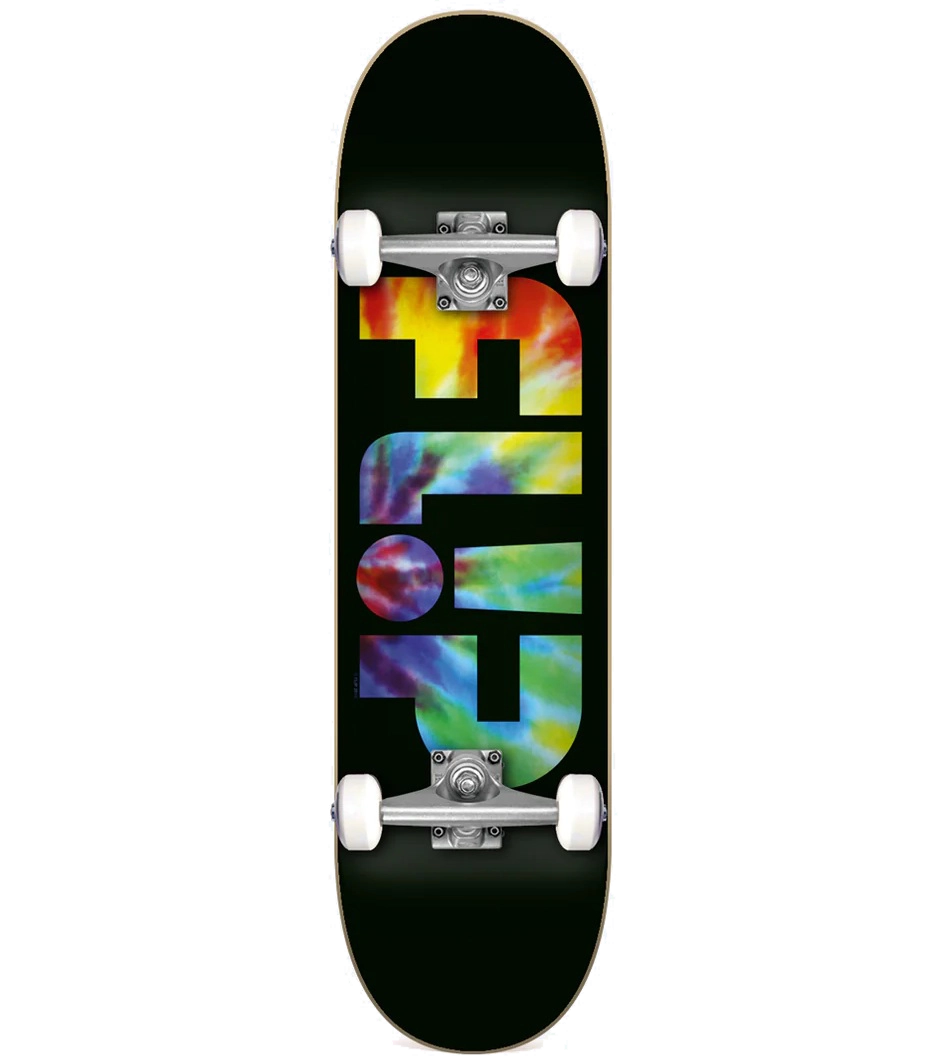 Flip Odyssey Logo Tie Dye 8.0 complete skateboard with bold tie-dye logo and quality components.