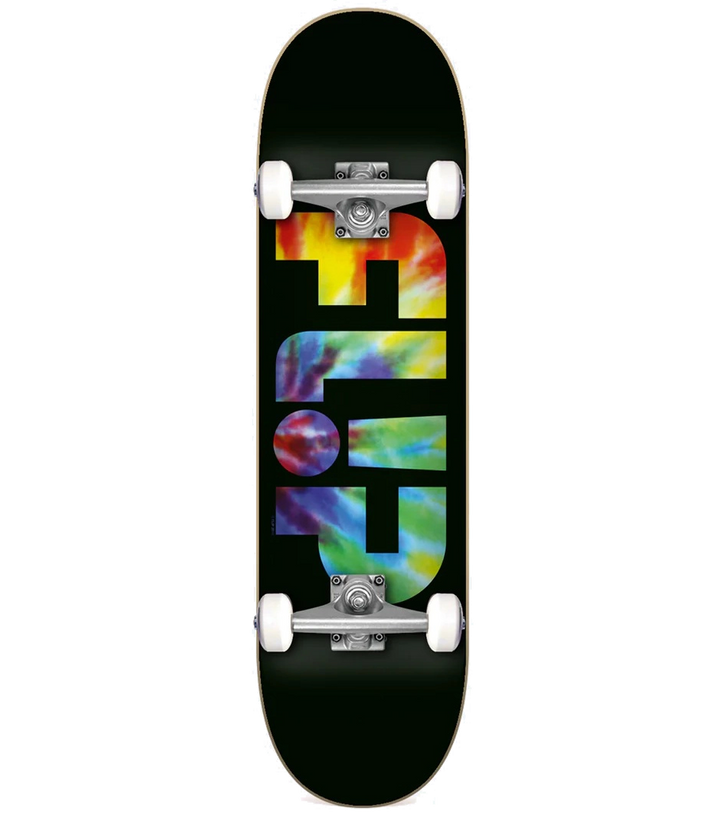 Flip Odyssey Logo Tie Dye 8.0 complete skateboard with bold tie-dye logo and quality components.
