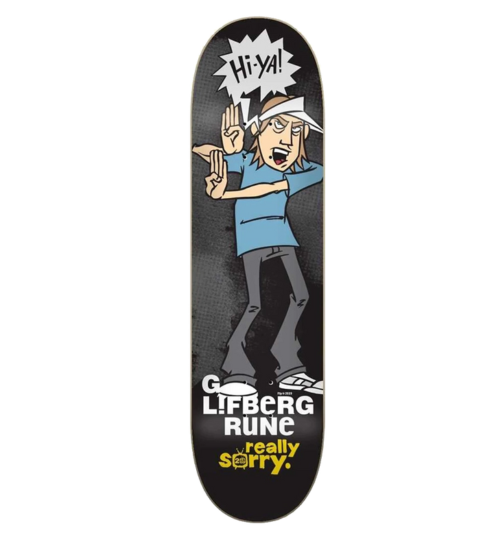 Flip Glifberg Really Sorry 8.5" Skate Deck with 20th anniversary graphic celebrating Rune Glifberg’s legacy and Flip’s 2003 video.