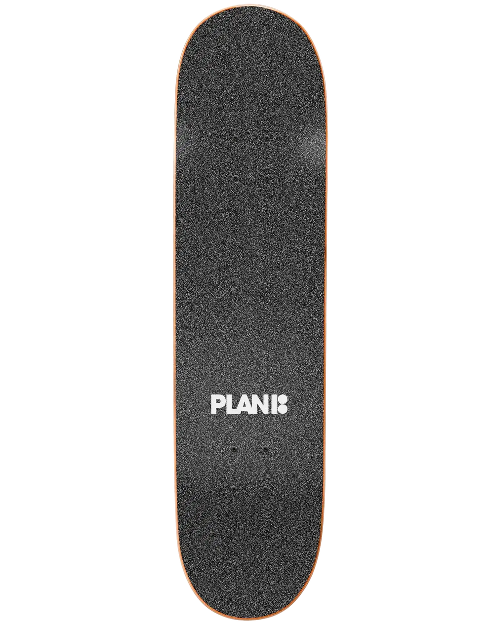 Black skateboard deck with 'PLANB' logo on a white background