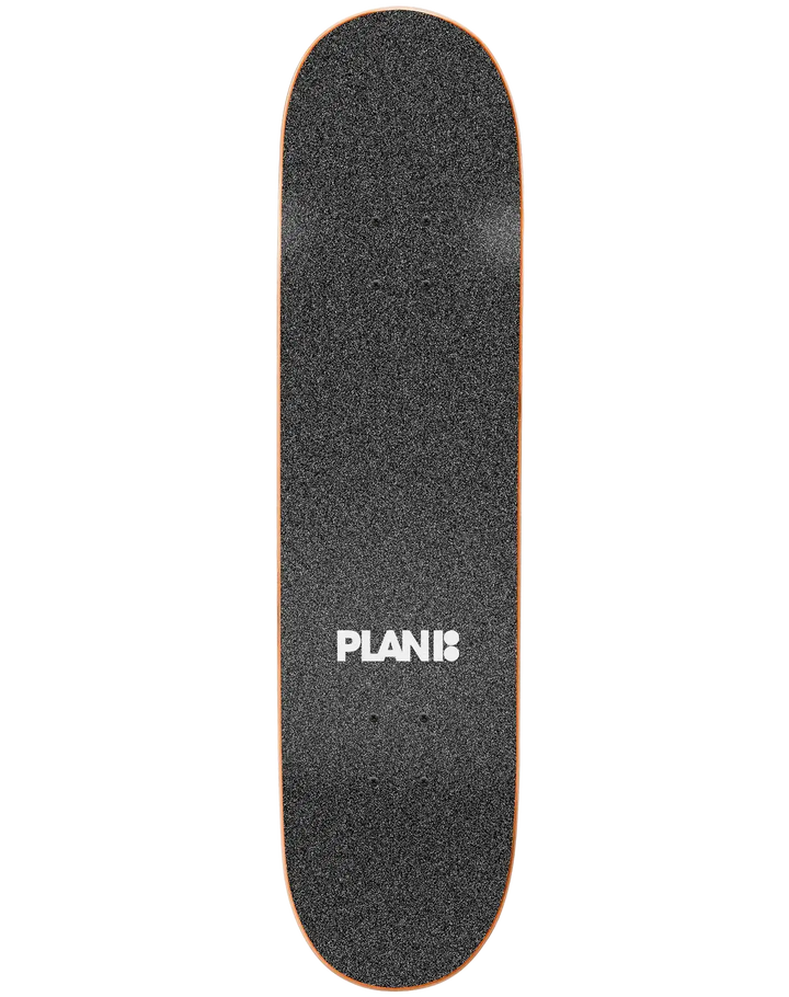 Black skateboard deck with 'PLANB' logo on a white background