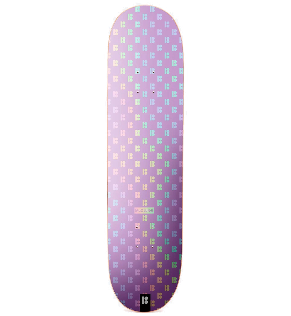 Plan B Lew Holographic Trevor McClung Skateboard Deck 8.25 with popsicle shape and shiny foil finish