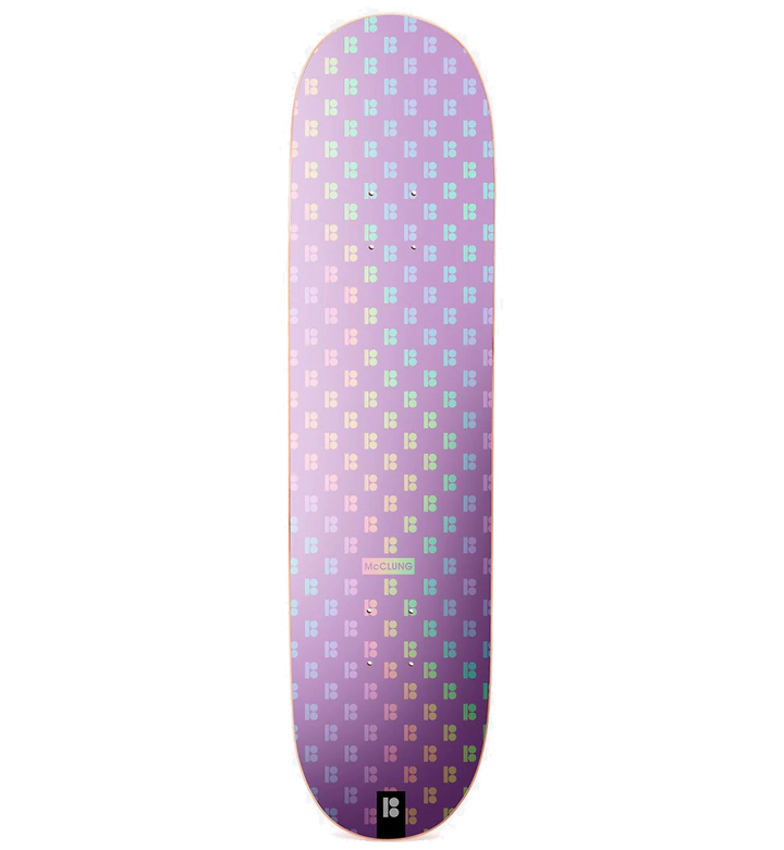 Plan B Lew Holographic Trevor McClung Skateboard Deck 8.25 with popsicle shape and shiny foil finish