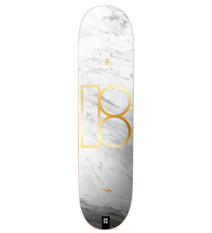 Plan B Felipe Gustavo White Marble gold foil skateboard deck 8.0