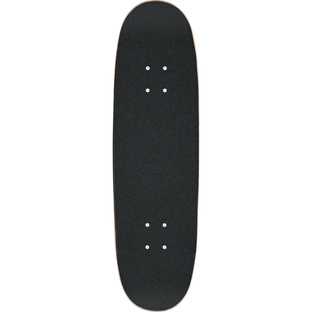 Black skateboard deck on a white background