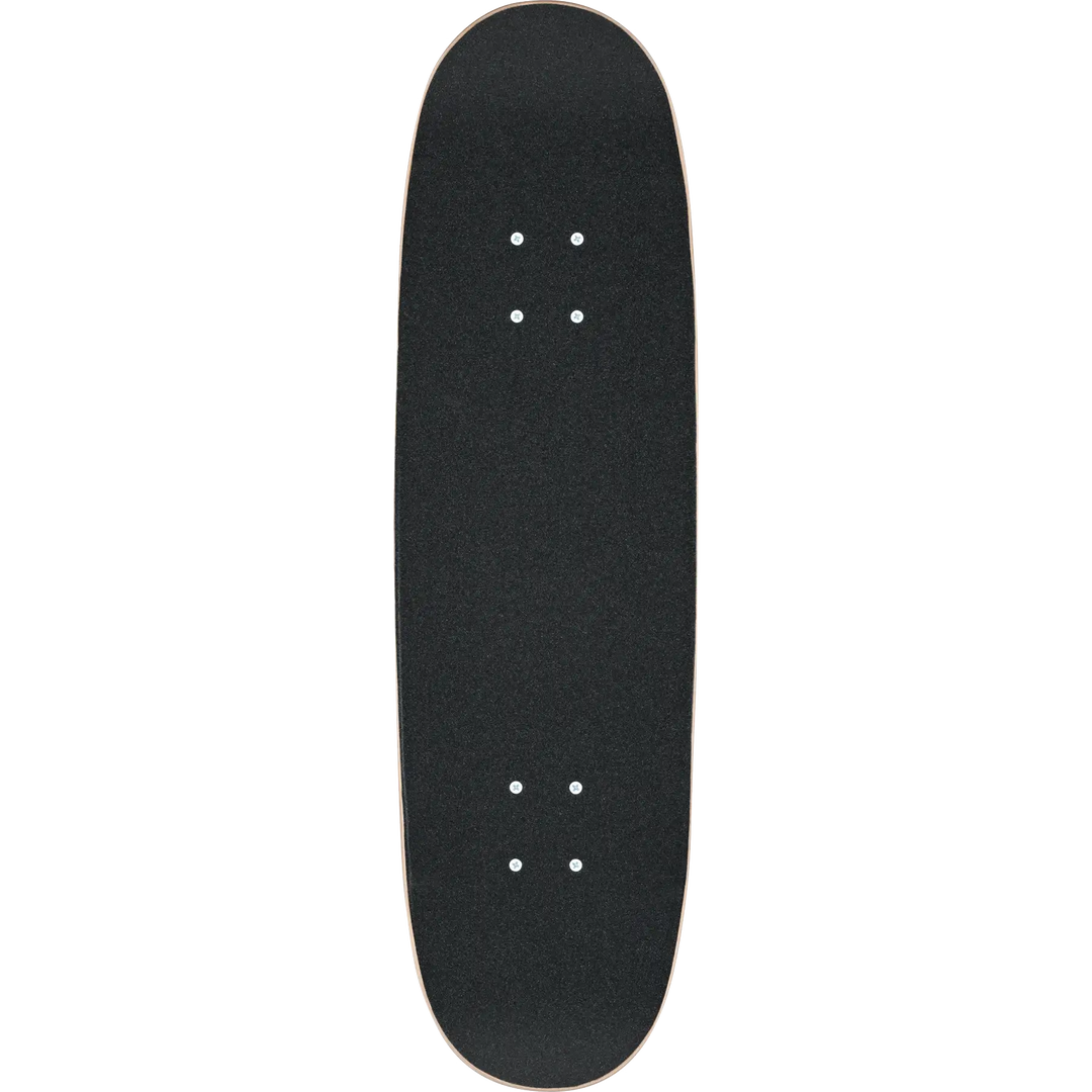Black skateboard deck on a white background