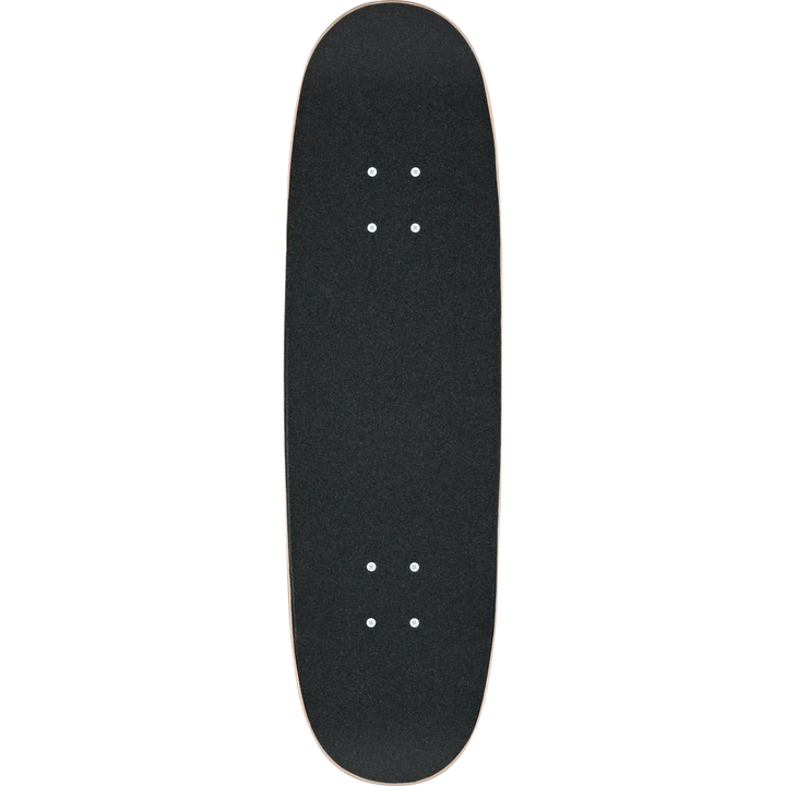 Black skateboard deck on a white background