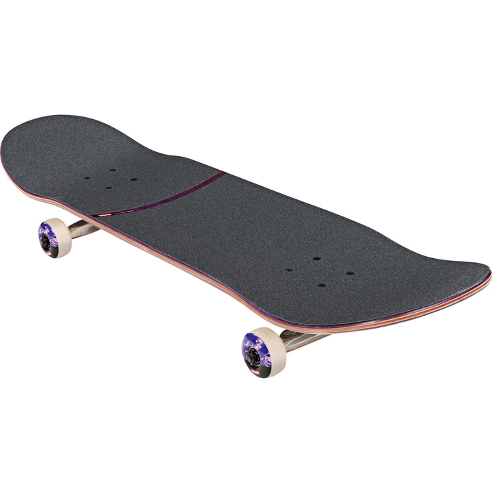 Skateboard with purple wheels on a white background