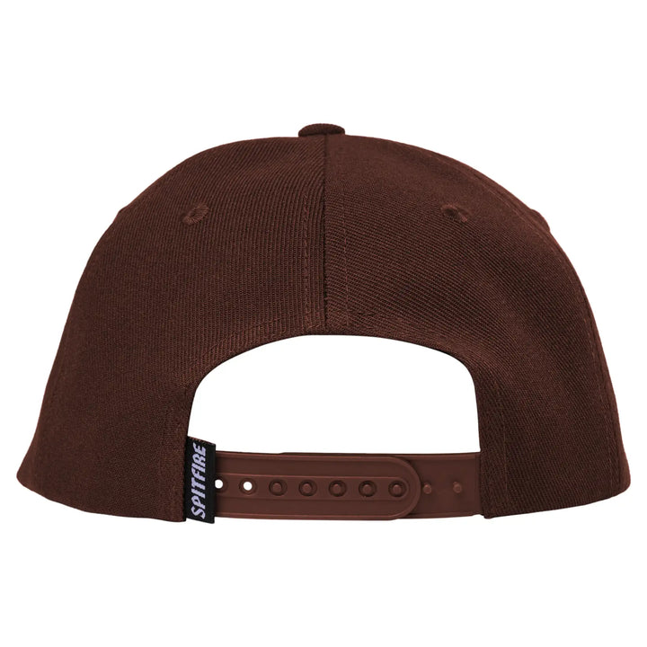 dark red cap with a white strap on a white background