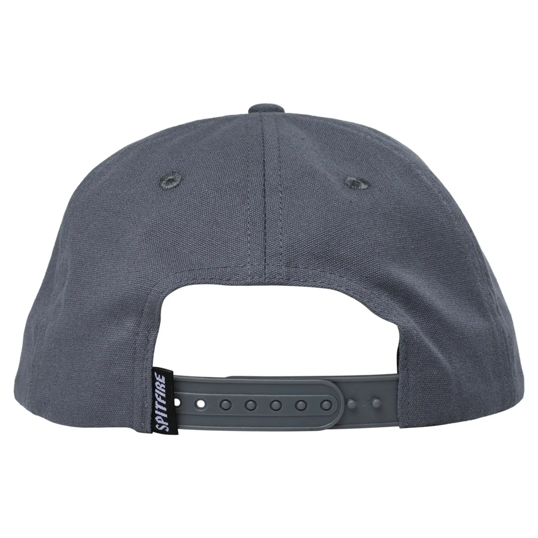 Gray cap with a brand logo on the back on a white background