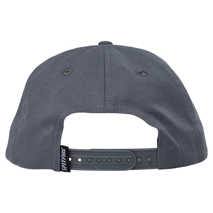 Gray cap with a brand logo on the back on a white background