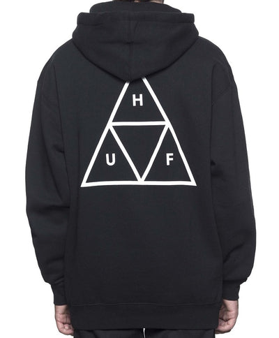 HUF Essentials Triple Triangle Pullover Hoodie, Black