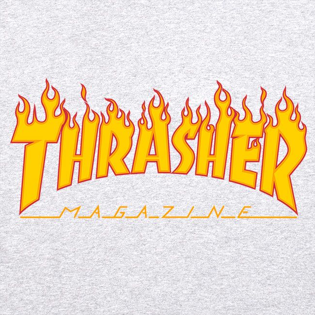 Thrasher Flame Logo Hoodie, Grey