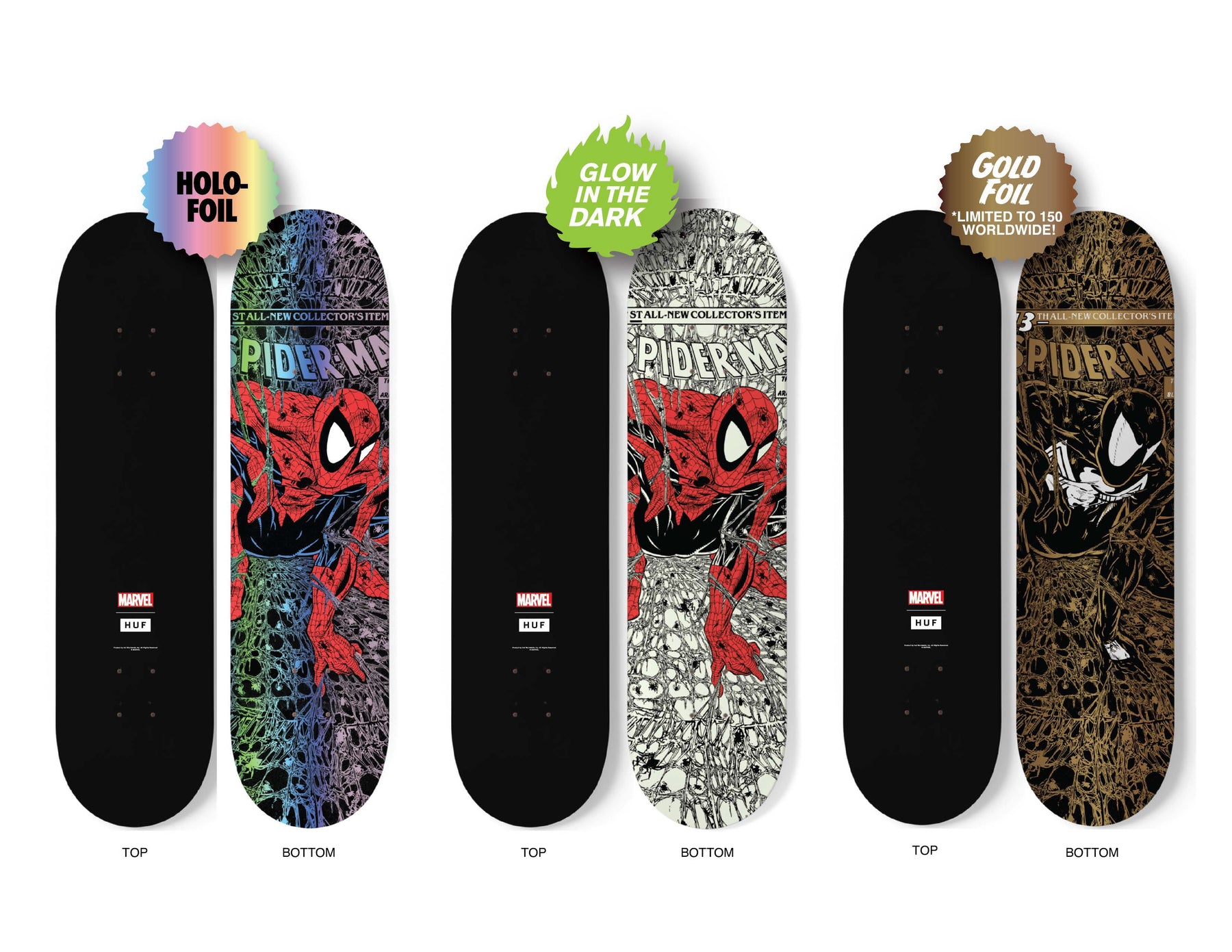 HUF x Marvel Avengers Oh Snap Holographic Foil Skateboard