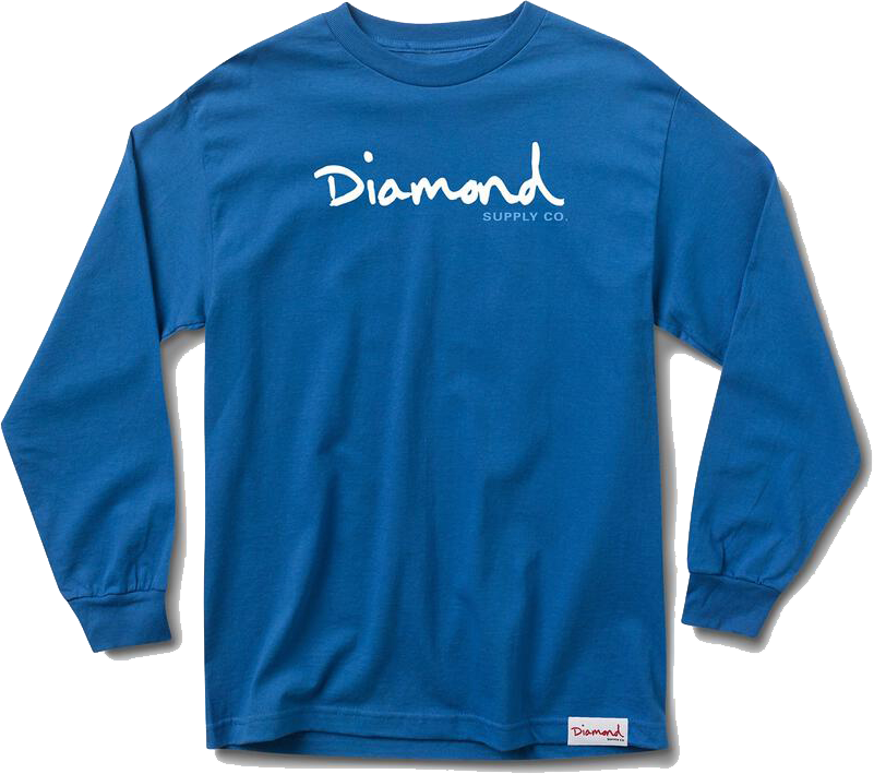 Diamond Supply Co OG Script LS Tee, Royal Blue