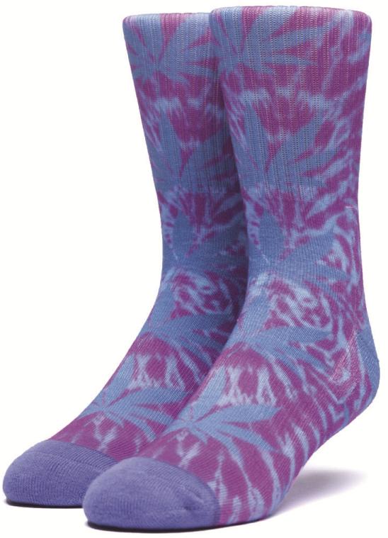 HUF Digital Dye Plantlife Crew Socks, Blue Iris