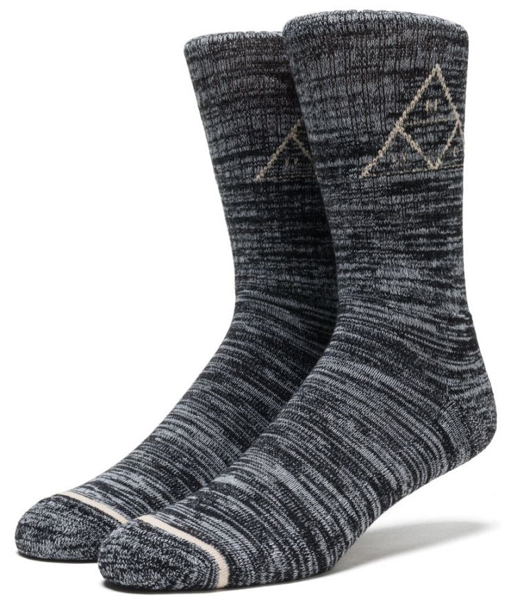 HUF Tri Melange Crew Socks, Black