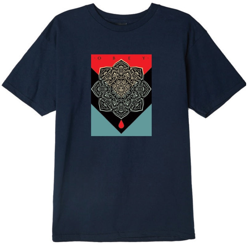 OBEY Blood & Oil Mandala Tee, Navy
